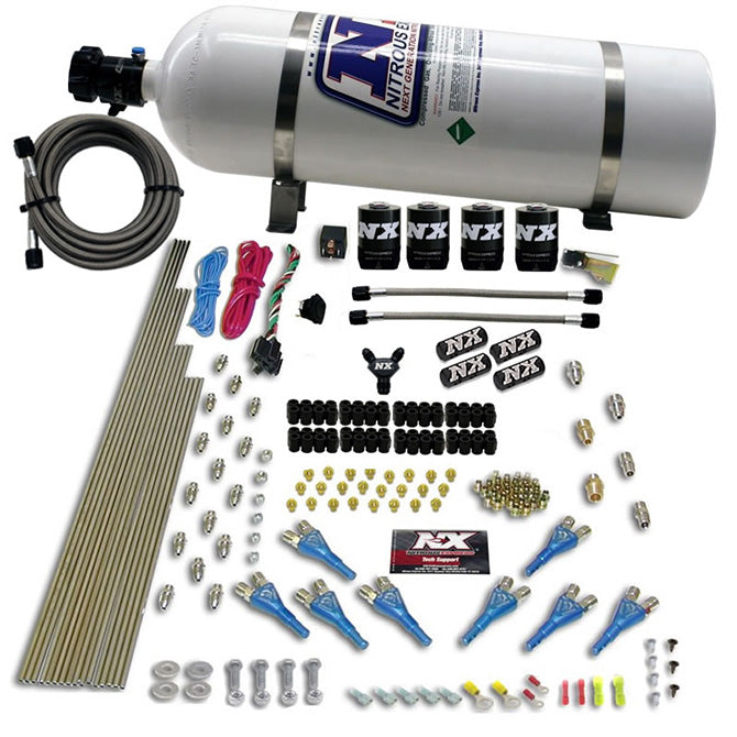 Nitrous Express 8 Cyl Shark Direct Port 4 Solenoids Nitrous Kit (200-600HP) w/o Bottle
