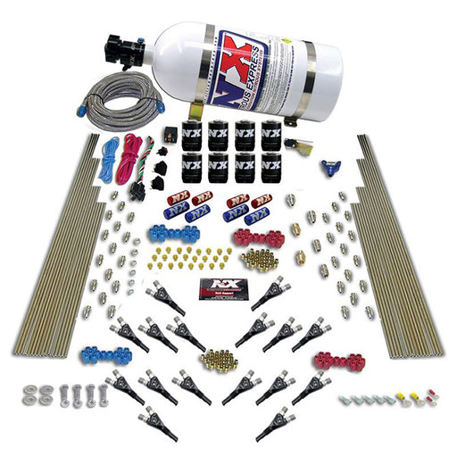 Nitrous Express Shark Dual Stage /Gas 16 Nozzles (200-1200HP) 8 Solenoids Nitrous Kit w/o Bottle