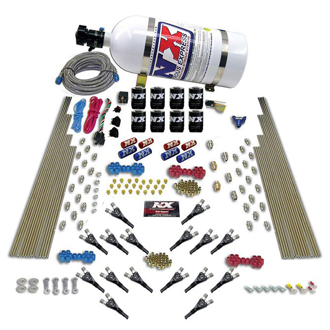 Nitrous Express Shark Dual Stage /Gas 16 Nozzles (200-1200HP) 8 Solenoids Nitrous Kit w/o Bottle