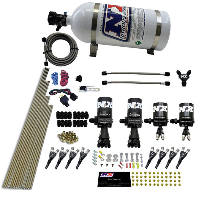 Nitrous Express 8 Cyl Shark Direct Port 4 Solenoids Nitrous Kit (200-600HP)