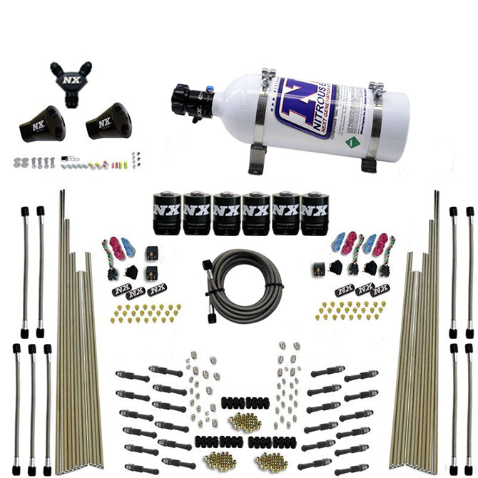Nitrous Express 8 Cyl Dry Direct Port Three Stage 6 Solenoids Nitrous Kit (200-600HP)