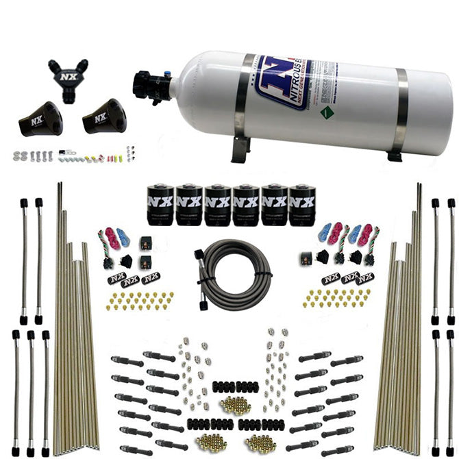 Nitrous Express 8 Cyl Dry Direct Port Three Stage 6 Solenoids Nitrous Kit (200-600HP)