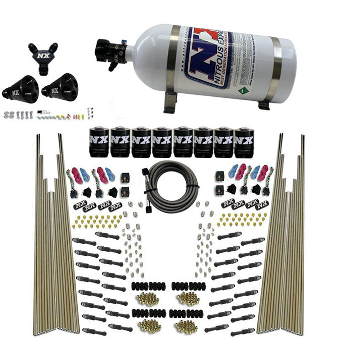 Nitrous Express 8 Cyl Dry Direct Port Four Stage 8 Solenoids Nitrous Kit (200-600HP)