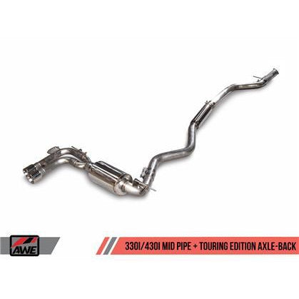 AWE Tuning BMW F3X 28i / 30i Touring Edition Axle-Back Exhaust Single Side - 80mm Silver Tips