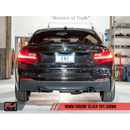 AWE Tuning BMW F22 M235i / M240i Touring Edition Axle-Back Exhaust - Chrome Silver Tips (102mm)