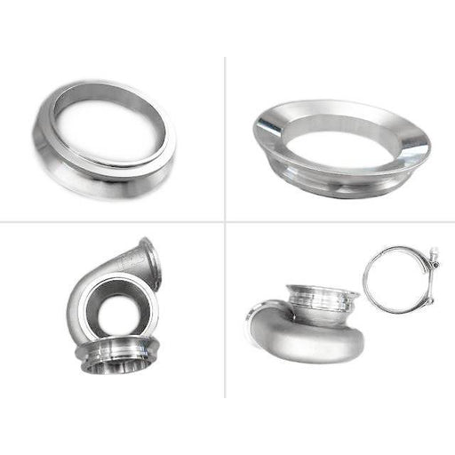 ATP Turbo 90mm OD V-Band (Tial / 3" GTVB) to 4" Pipe - Machined Transition Piece (Stainless Steel)