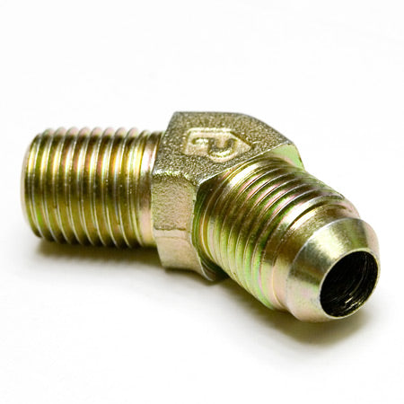 ATP Turbo Fitting, 1/4" NPT to 6AN Flare, Male to Male, 45 Deg Adapter
