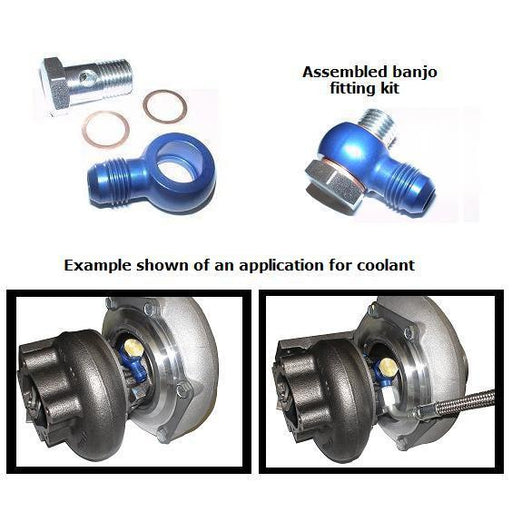 ATP Turbo Banjo Fitting Kit (1) Alum Banjo Fitting 14mm Hole (For 14mm Bolt) With -6 An Male Flare