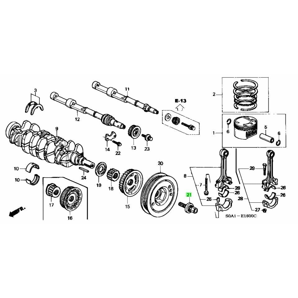 Honda Genuine H Series Crank Pulley Bolt — Speed Science