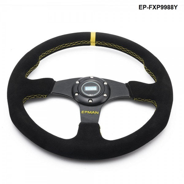 EPMAN SUEDE STEERING WHEEL - 350MM FLAT