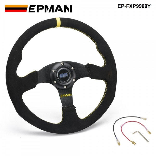 EPMAN SUEDE STEERING WHEEL - 350MM FLAT