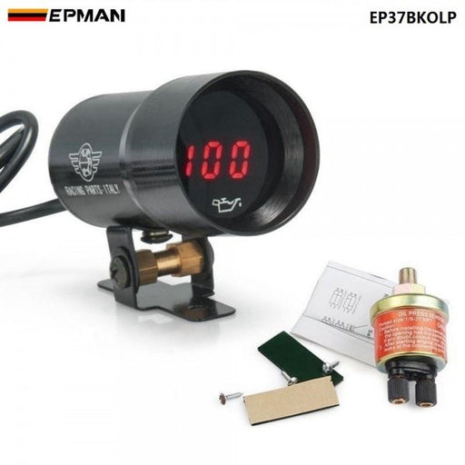 EPMAN 37mm Compact Micro Digital Smoked Oil Pressure Gauge With Sensor NTP 1/8 (PSI)