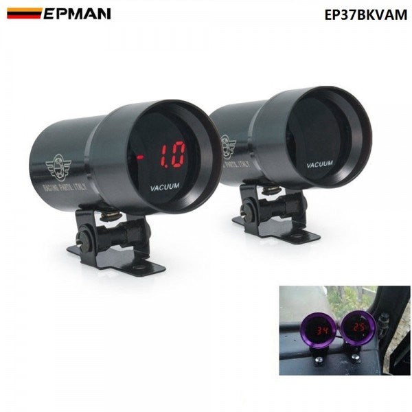 EPMAN 37mm Compact Micro Digital Smoked Lens Vacuum Gauge - Black