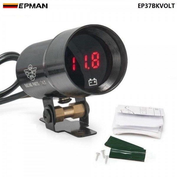 EPMAN 37mm Compact Micro Digital Smoked Lens Voltage Battery Gauge - Black