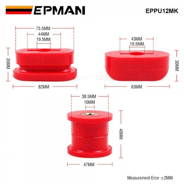 EPMAN- Polyurethane Front Engine Mount Dog Bone Bushing Fit For VW Golf Jetta MK4/Audi A3 A4 86-13