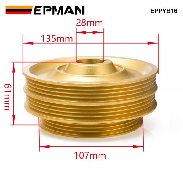 EPMAN Light Weight Crank Underdrive Engine Pulley Gold For Honda Civic 92-00 B Series