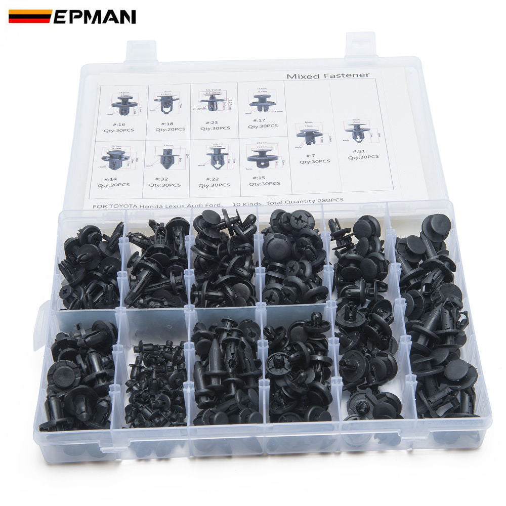 EPMAN 280pc Plastic Clip Fastener Kit-Clips, Fasteners & Hardware-Speed Science