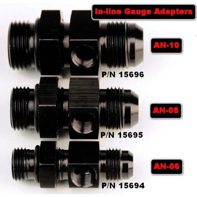 Aeromotive ORB-08 to AN-08 In-line Gauge Adapter