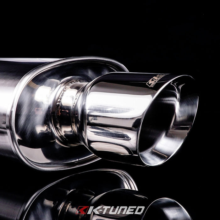 K-Tuned Universal Muffler - Polished / Short (Offset Inlet / Center Outlet)