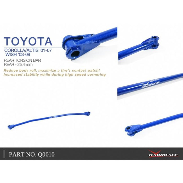 Hardrace Rear Torsion Bar 25.4Mm Toyota, Corolla/Altis/Auris, Wish, Zne10 03-09, E120/E130 00-07