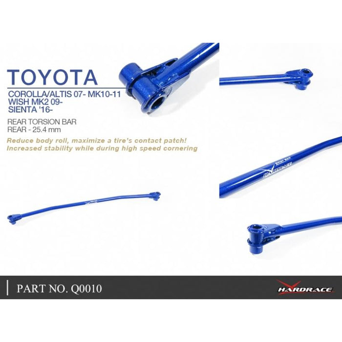 Hardrace Rear Torsion Bar 25.4Mm Toyota, Corolla/Altis/Auris, Sienta, Wish, E140/E150 06-13, E170 13-18, Nhp170 15-Present,