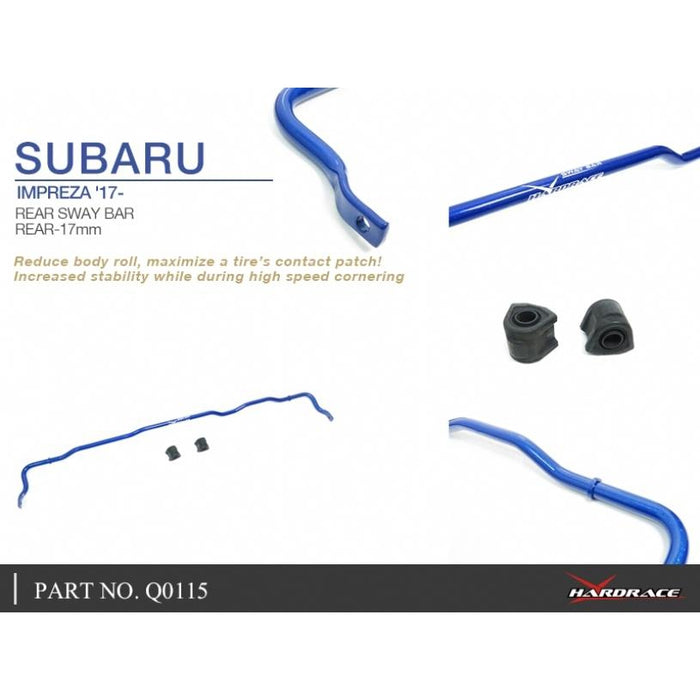Hardrace Rear Sway Bar 17Mm Subaru, Impreza, Gk/Gt 17-Present