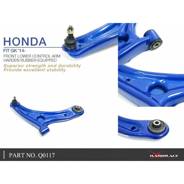 Hardrace Front Lower Control Arm (Hardened Rubber) Honda, City, Jazz/Fit, Gk3/4/5/6, Gm6 14-Present