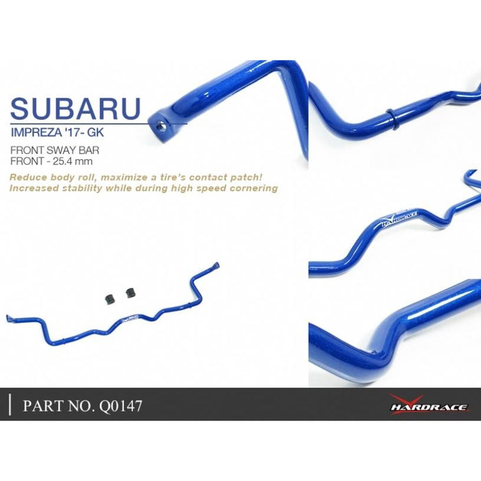 Hard Race Front Sway Bar 25.4Mm Subaru, Impreza, Gk/Gt 17-Present