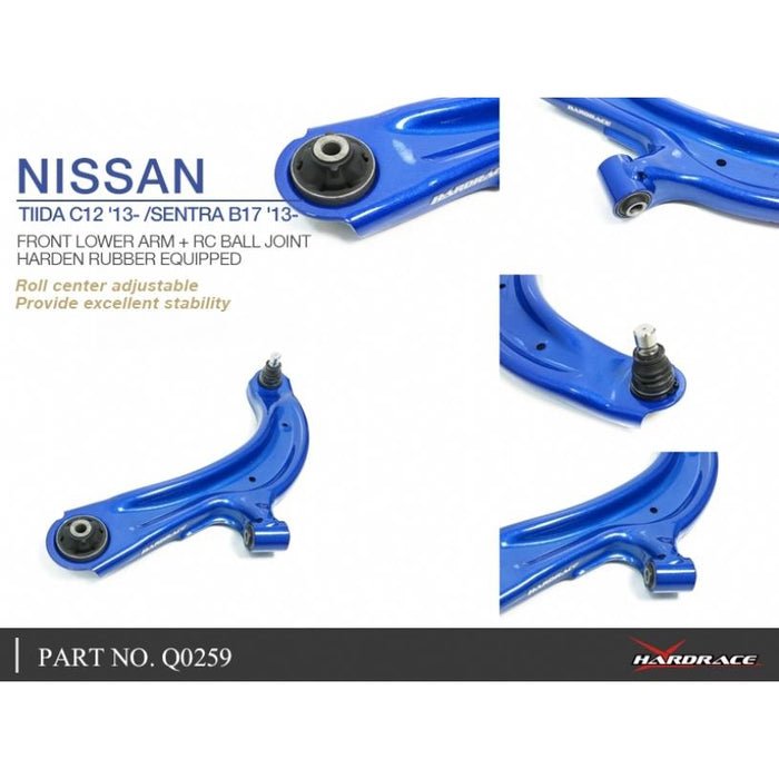 Hard Race Front Lower Arm + Rc Ball Joint Nissan, Sentra/Sylphy, Tiida/Versa, C12 13-, B17 13-