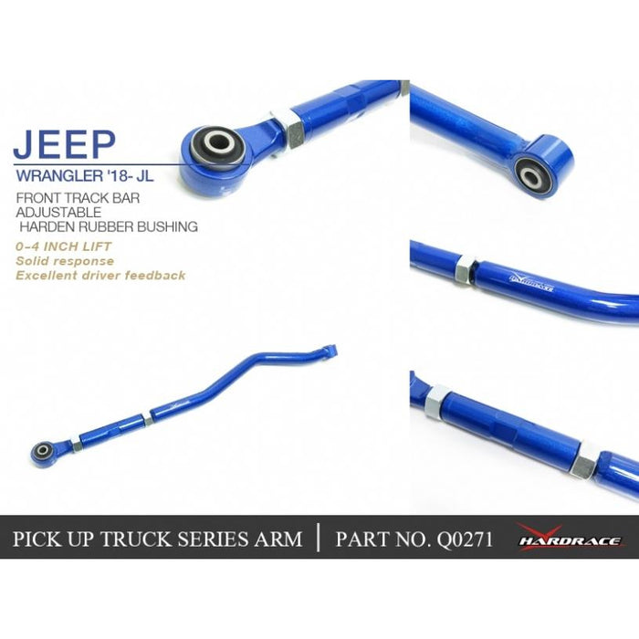 Hardrace Front Track Bar-Adjustable , Lift 0~4 Inches Jeep, Gladiator, Wrangler, Wrangler Unlimite Jl 18-Present, Jlu 18-Present, Jt 201