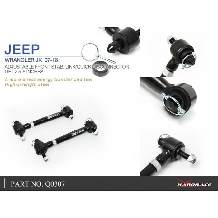 Hardrace Adjustable Front Sway Bar Link/Quick Disconnector Jeep, Wrangler, Wrangler Unlimite Jk 06-18, Jku 06-18