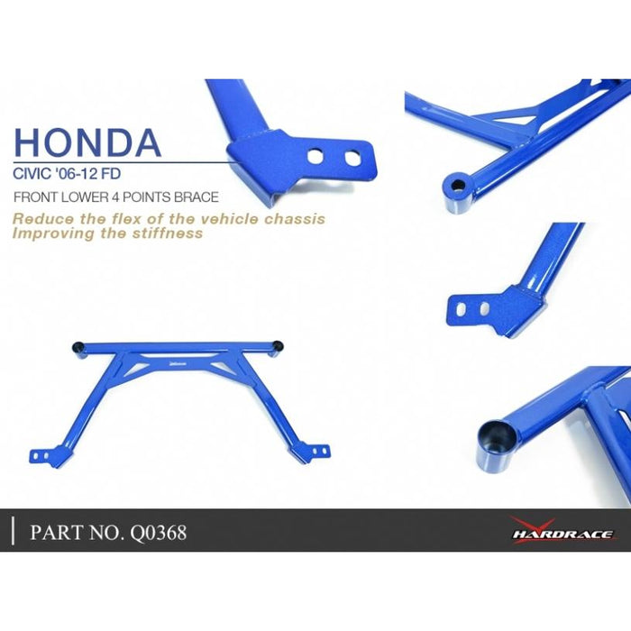 Hardrace Front Lower 4 Points Brace Honda, Civic, Fd