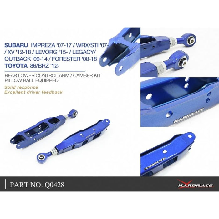Hardrace Rear Lower Control Arm Subaru, Toyota, 86, Brz, Fr-S, Impreza, Legacy, Levorg, Outback, Xv, Br 09-14, Bs 14-, 1S