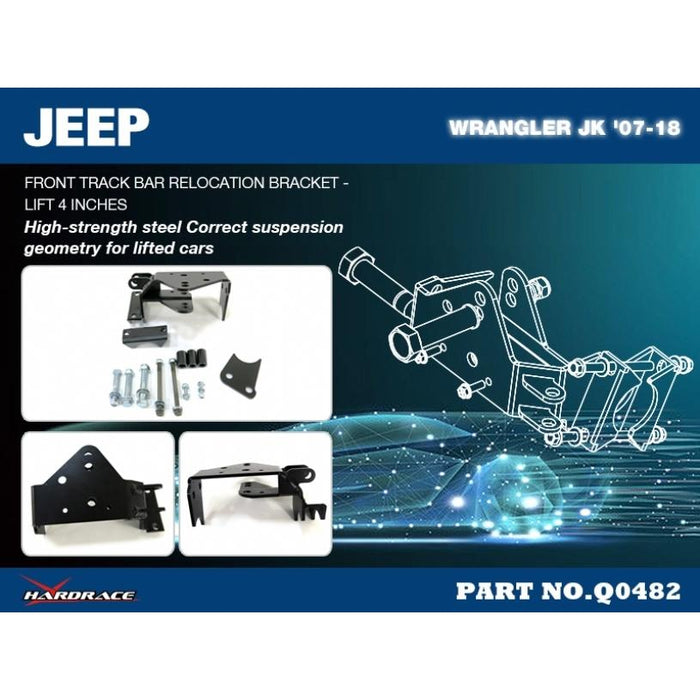 Hardrace Front Track Bar Relocation Bracket Jeep, Wrangler, Jk 06-18
