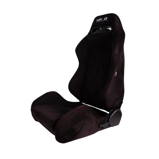 NRG Innovations Reclindable Racing Seat Suede with Red Stitching