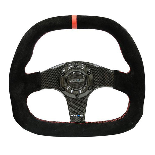 NRG Innovations Carbon Fiber Steering Wheel Flat Bottom Wrapped Suede