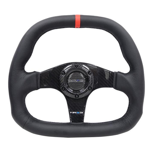 NRG Innovations Carbon Fiber Steering Wheel Flat Bottom Wrapped Leather