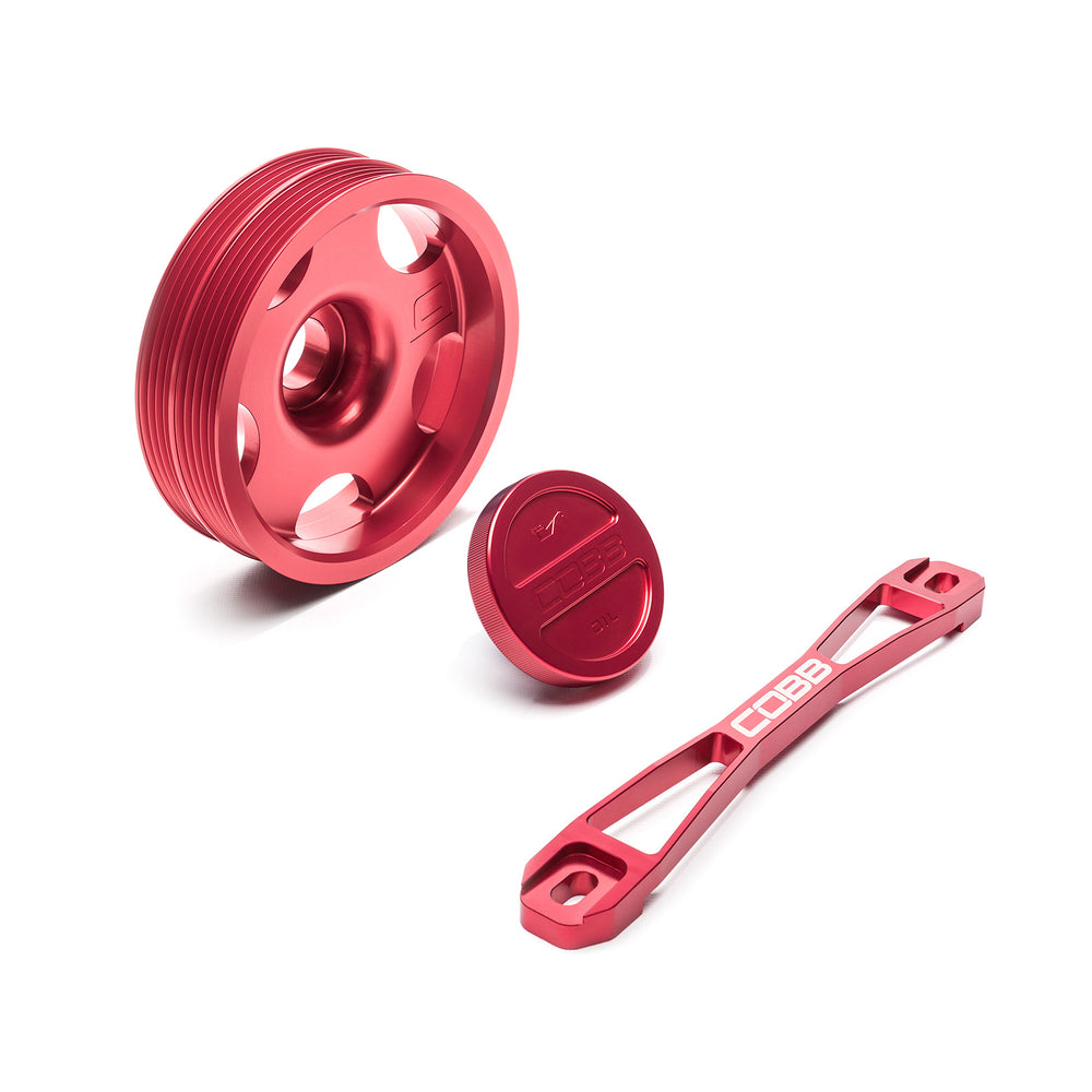 COBB Limited Edition Red Subaru Main Pulley + Oil Cap + Battery Tie Down