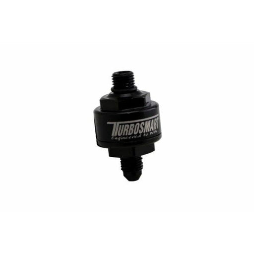Turbosmart Billet Turbo Oil Feed Filter 44um -4AN To -4AN ORB - Black