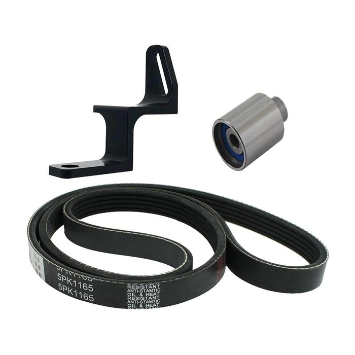 Torque Solution Reversed Intake Manifold Alternator Relocation Bracket Kit (Black): Subaru WRX 02-14, STI 04-19, FXT, LGT, EJ20, EJ25