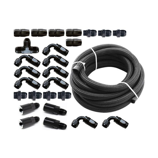 Torque Solution Braided Fuel Line Kit for -6 Aeromotive FPR and Flex Fuel Kit: Subaru WRX 02-14, STI 07-18, LGT 07-12, FXT 06-13