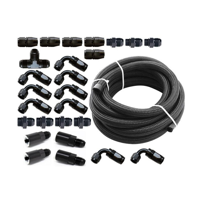 Torque Solution Braided Fuel Line Kit for -6 Aeromotive FPR and Flex Fuel Kit: Subaru WRX 02-14, STI 07-18, LGT 07-12, FXT 06-13