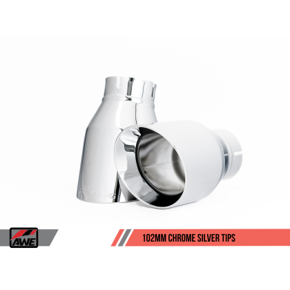 AWE Tuning Audi B9 A5 Touring Edition Exhaust Dual Outlet - Chrome Silver Tips (Includes DP)