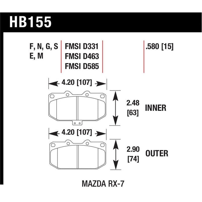 Hawk Performance HP+ Brake Pads - FD RX7