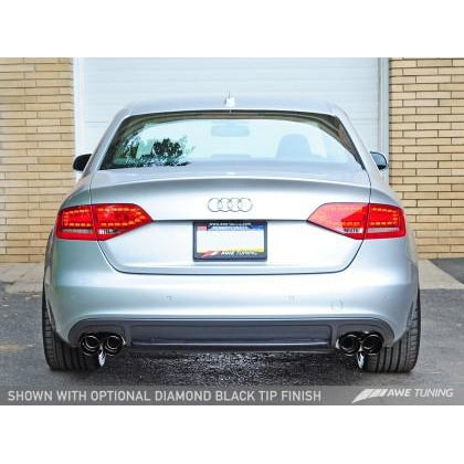 AWE Tuning Audi B8 A4 3.2L Touring Edition Exhaust - Quad 90mm (3.54in) Diamond Black Tips
