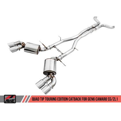AWE Tuning 16-19 Chevy Camaro SS Res Cat-Back Exhaust -Touring Edition (Quad Chrome Silver Tips)