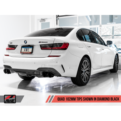 AWE Tuning 2019+ BMW M340i (G20) Non-Resonated Touring Edition Exhaust - Quad Diamond Black Tips
