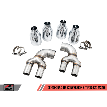 AWE Tuning 2019+ BMW M340i (G20) OE-Config-To-Quad Tip Conversion Kit - Diamond Black Tip