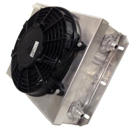 CSF Dual Fluid Bar & Plate HD Oil Cooler w/9in SPAL Fan (1/3 & 2/3 Partition) - 13.8in L x 10in H