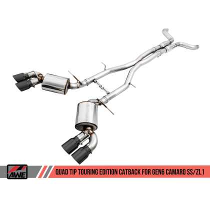 AWE Tuning 16-19 Chevy Camaro SS Non-Res Cat-Back Exhaust -Touring Edition (Quad Diamond Black Tips)